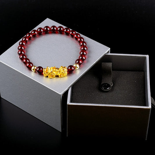 Feng Shui Obsidian Stone Beads Brave Troops Bracelet Men Women Unisex