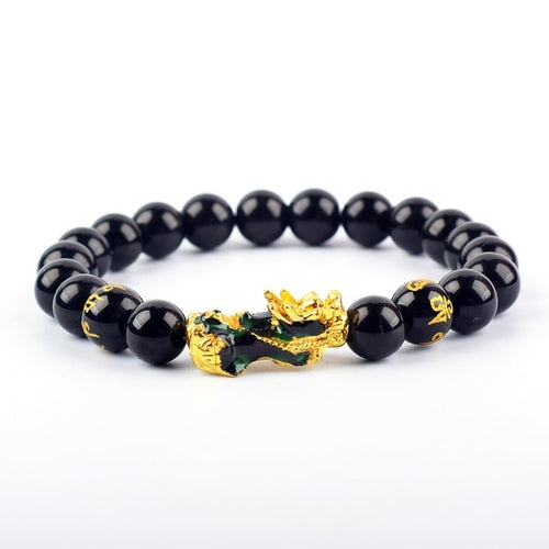 Feng Shui Obsidian Stone Beads Brave Troops Bracelet Men Women Unisex