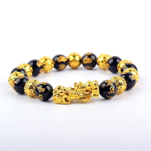 Feng Shui Obsidian Stone Beads Brave Troops Bracelet Men Women Unisex