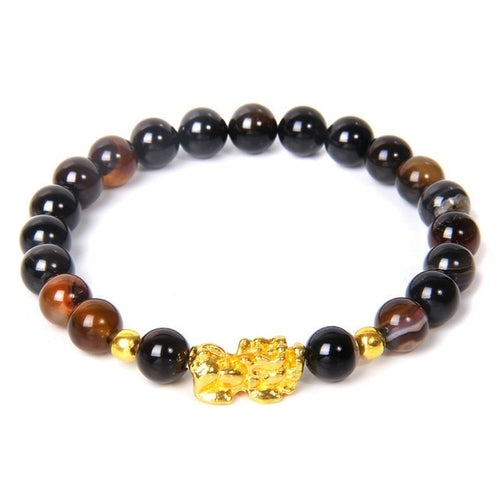 Feng Shui Stone Beads Bracelet Pink Cat Eye Bead Bracelets Pixiu