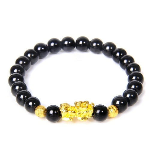 Feng Shui Stone Beads Bracelet Pink Cat Eye Bead Bracelets Pixiu