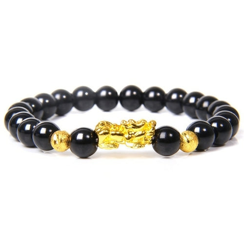 Feng Shui Stone Beads Bracelet Pink Cat Eye Bead Bracelets Pixiu