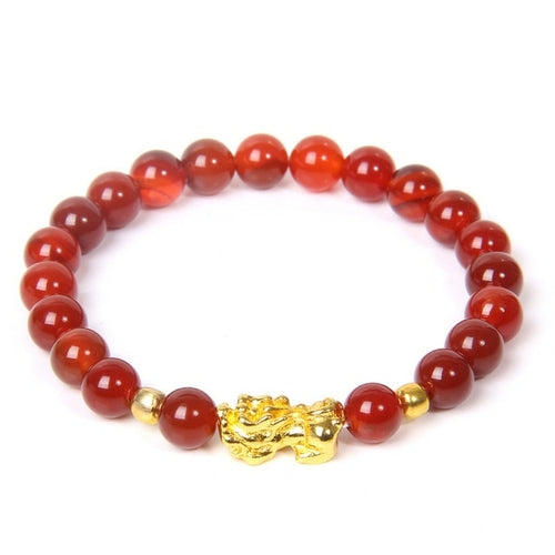 Feng Shui Stone Beads Bracelet Pink Cat Eye Bead Bracelets Pixiu