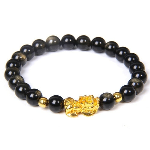 Feng Shui Stone Beads Bracelet Pink Cat Eye Bead Bracelets Pixiu