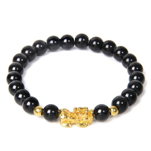Feng Shui Stone Beads Bracelet Pink Cat Eye Bead Bracelets Pixiu