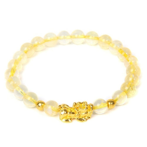 Feng Shui Stone Beads Bracelet Pink Cat Eye Bead Bracelets Pixiu