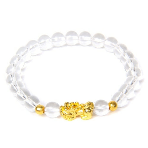 Feng Shui Stone Beads Bracelet Pink Cat Eye Bead Bracelets Pixiu