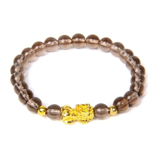 Feng Shui Stone Beads Bracelet Pink Cat Eye Bead Bracelets Pixiu