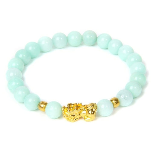 Feng Shui Stone Beads Bracelet Pink Cat Eye Bead Bracelets Pixiu