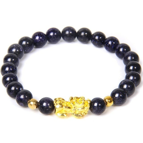 Feng Shui Stone Beads Bracelet Pink Cat Eye Bead Bracelets Pixiu