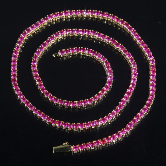 3MM TENNIS CHAIN PinkRuby by TRENDY