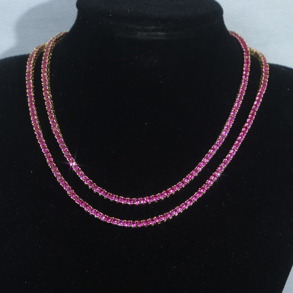 3MM TENNIS CHAIN PinkRuby by TRENDY