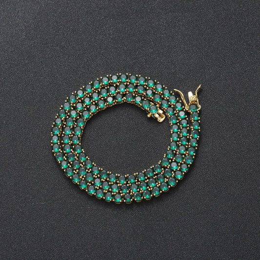4MM TENNIS CHAIN Deep green Stones