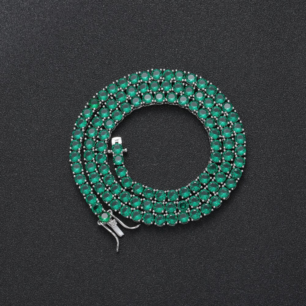 4MM TENNIS CHAIN Deep green Stones