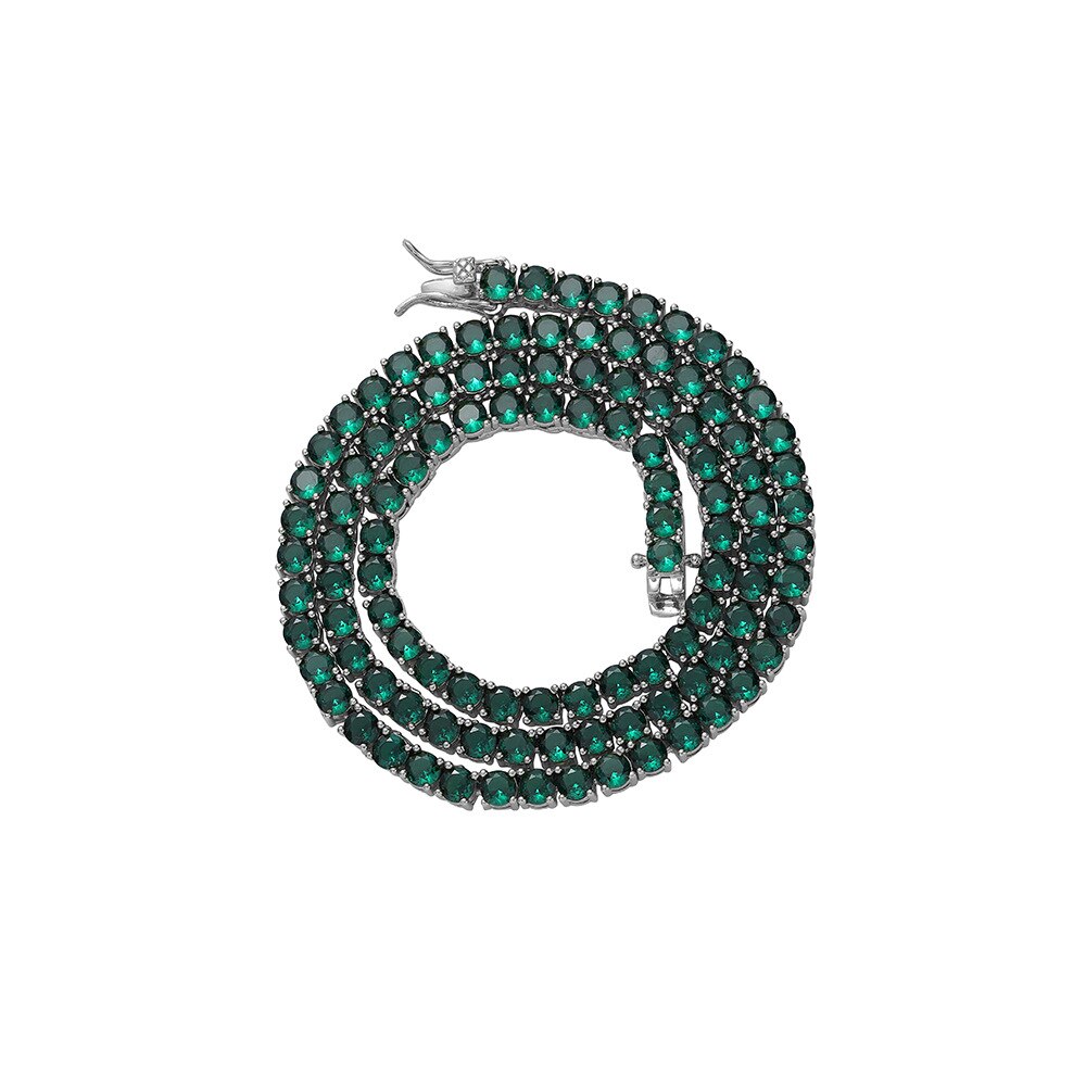 4MM TENNIS CHAIN Deep green Stones