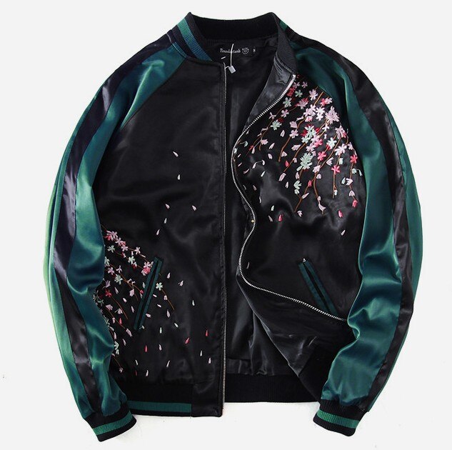 Harajuku Yokosuka Carp Embroidered Jacket Unisex Loose Baseball Coat