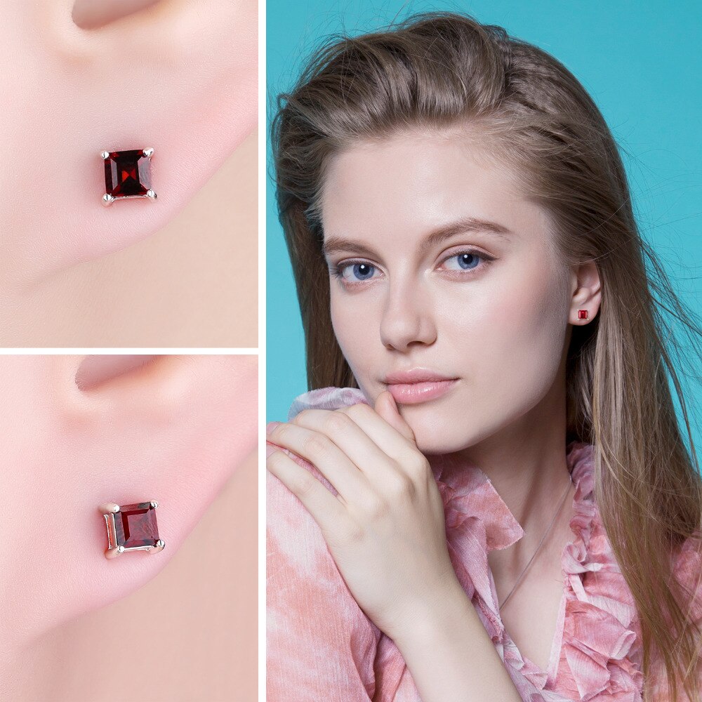 Jewelrypalace Square Genuine Princess Cut Red Garnet 925 Sterling