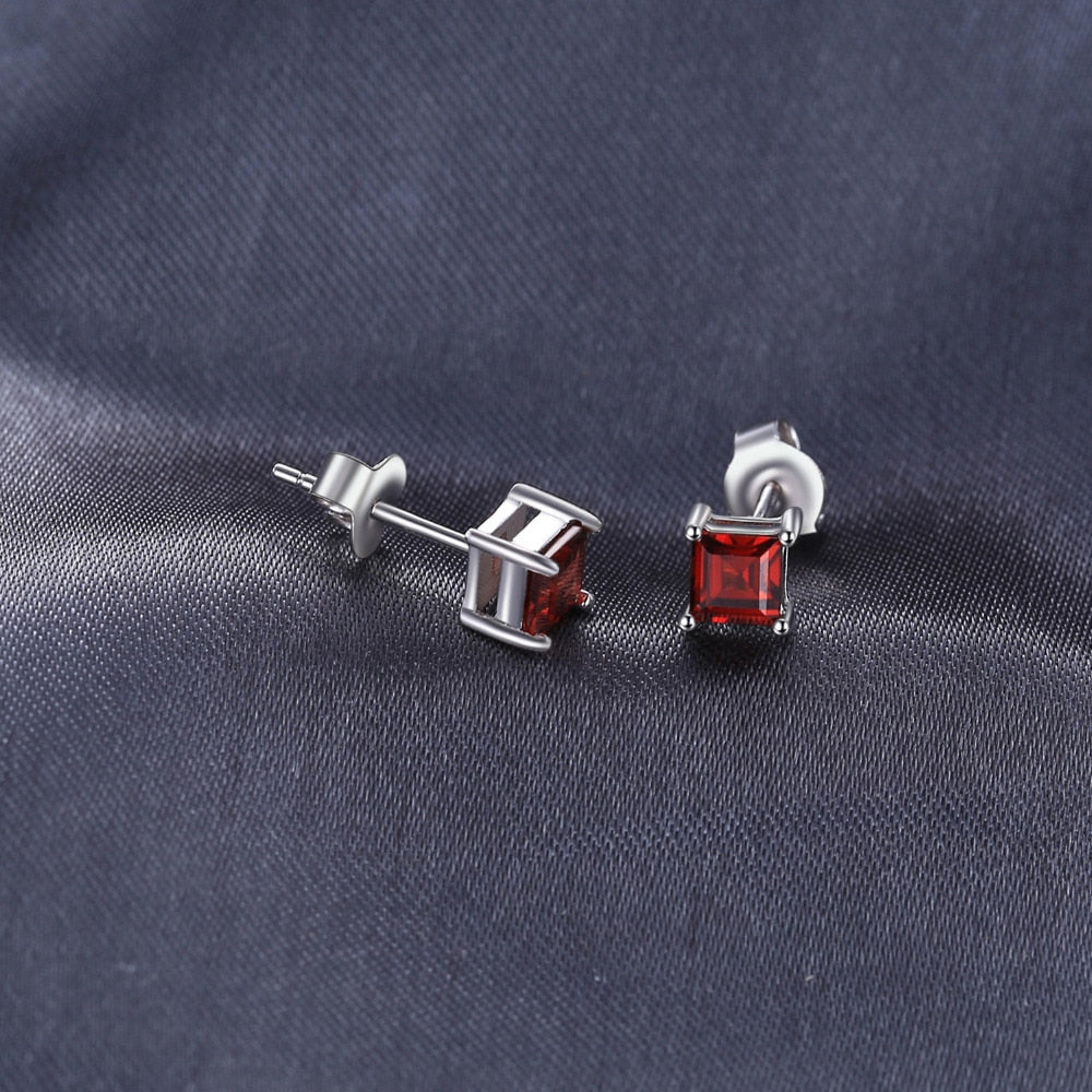 Jewelrypalace Square Genuine Princess Cut Red Garnet 925 Sterling
