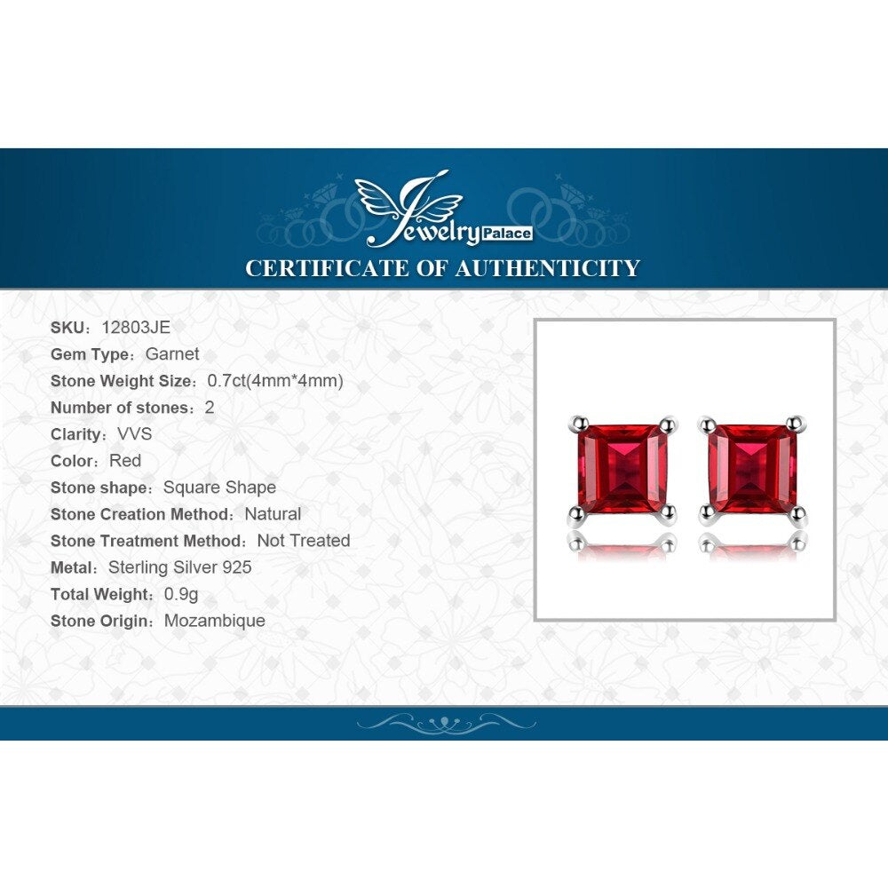 Jewelrypalace Square Genuine Princess Cut Red Garnet 925 Sterling