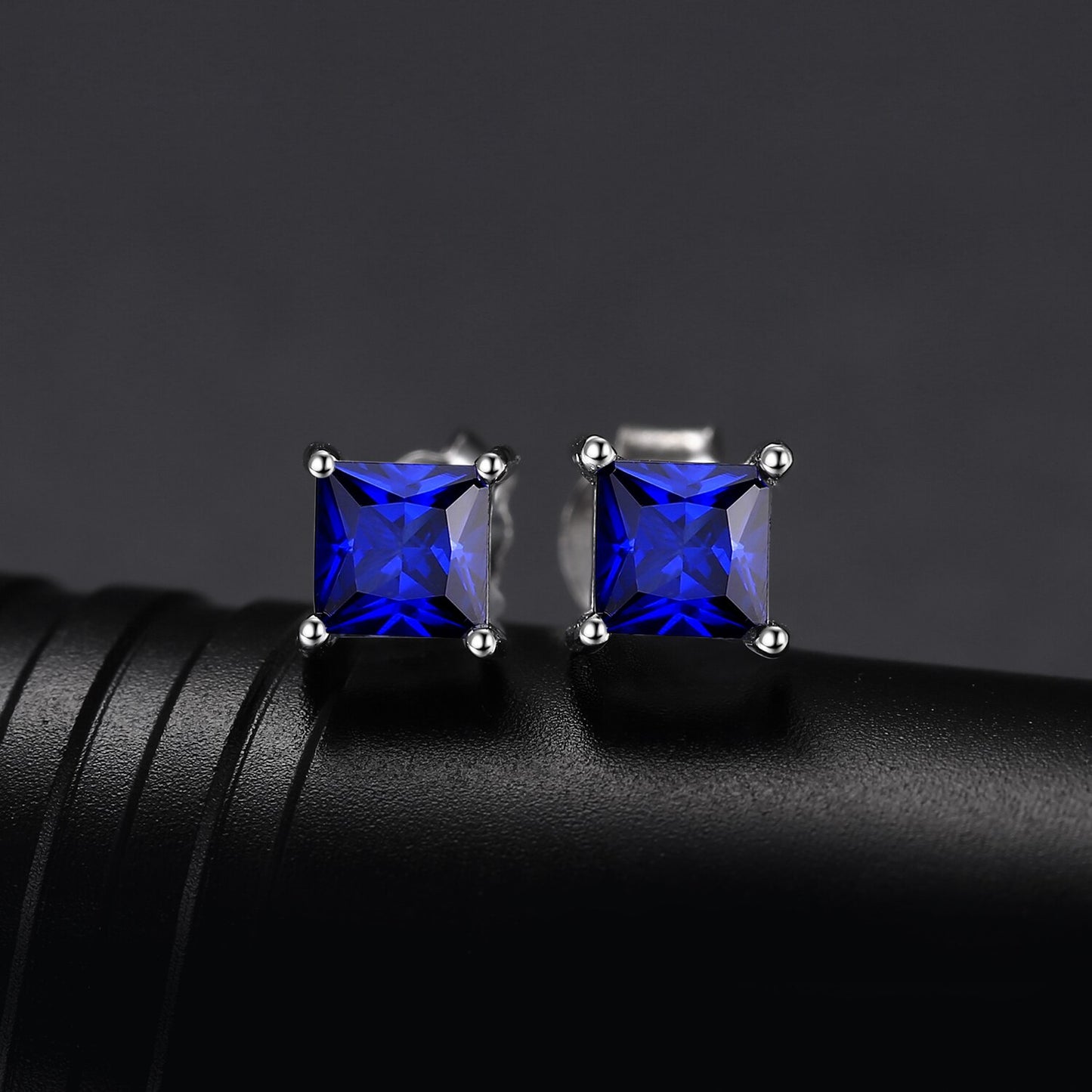 JewelryPalace Square Princess Cut Blue Created Sapphire 925 Sterling