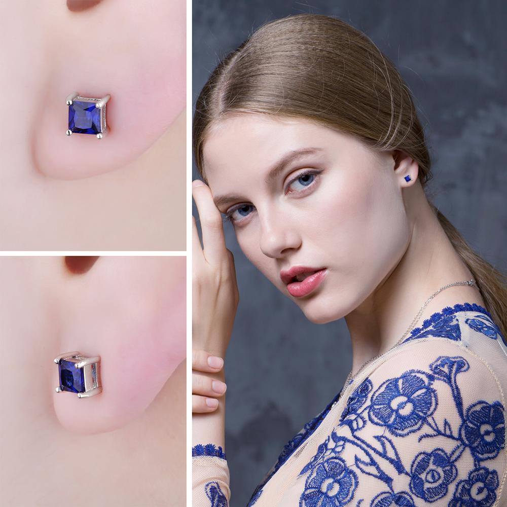 JewelryPalace Square Princess Cut Blue Created Sapphire 925 Sterling