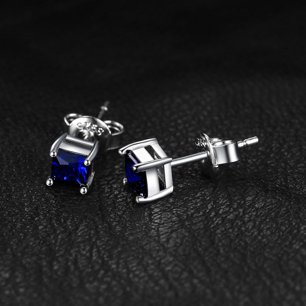 JewelryPalace Square Princess Cut Blue Created Sapphire 925 Sterling