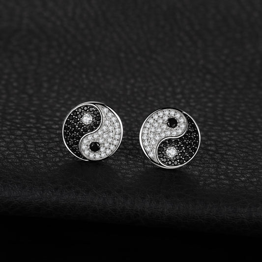 Tai Chi Yin Yang Genuine Black Spinel 925 Sterling