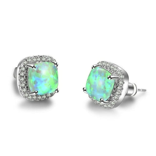 Luxury Female Crystal Purple Stone Earrings Fashion Rose Gold Zircon