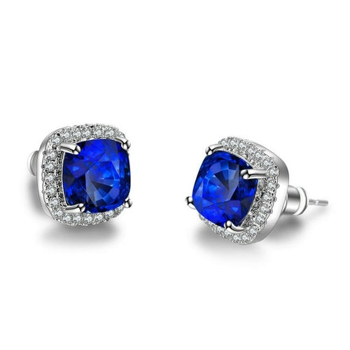 Luxury Female Crystal Purple Stone Earrings Fashion Rose Gold Zircon