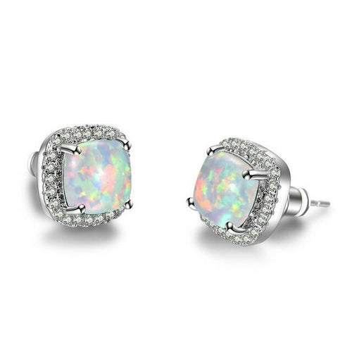 Luxury Female Crystal Purple Stone Earrings Fashion Rose Gold Zircon