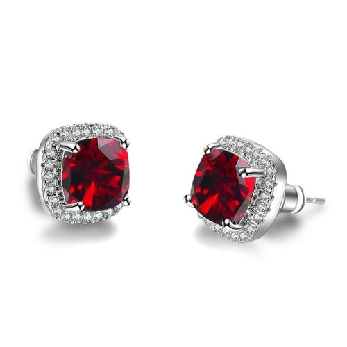 Luxury Female Crystal Purple Stone Earrings Fashion Rose Gold Zircon