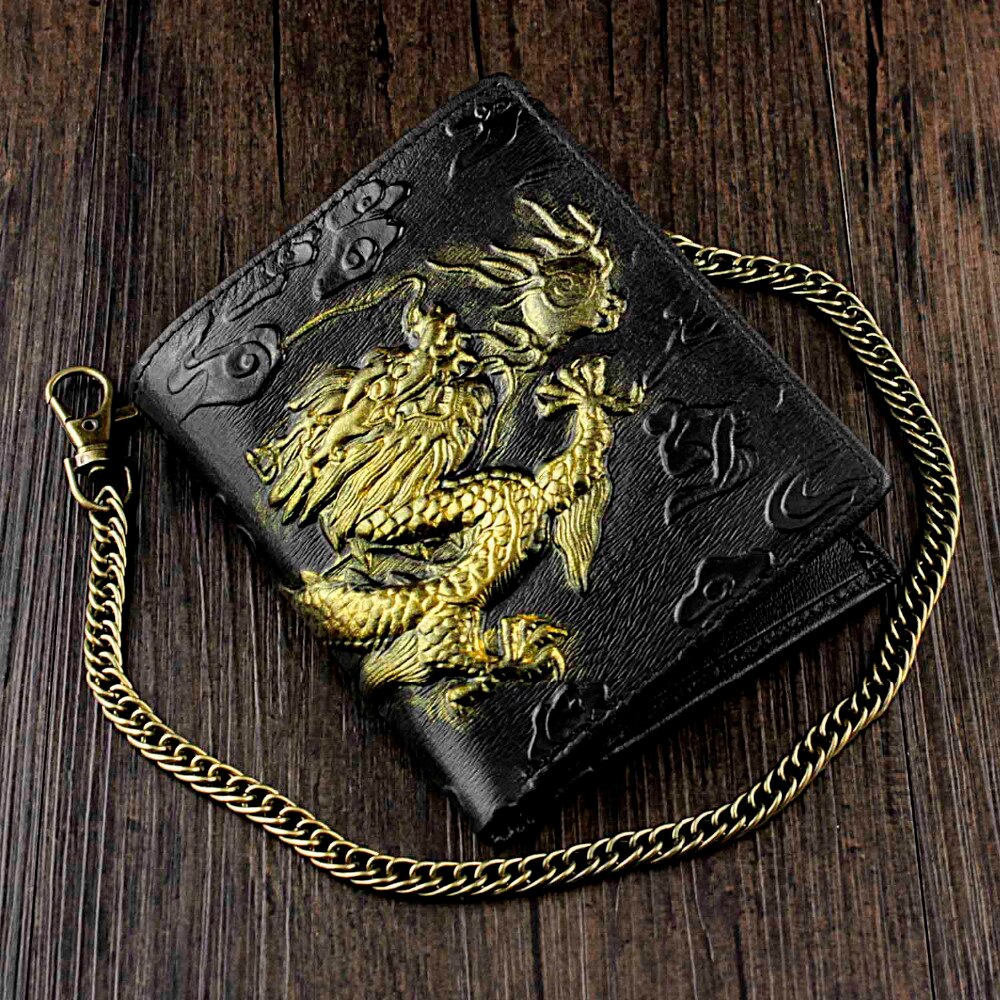 Mens 3D Dragon Vintage Luxury Leather Wallet ID Card Holder Purse w/