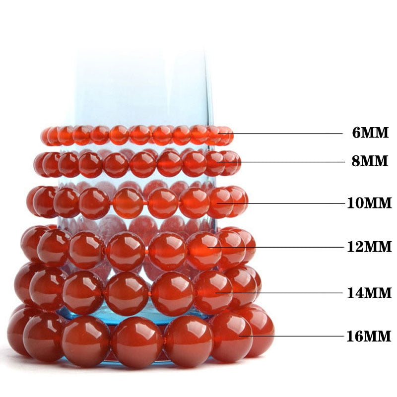 Natural Red Agate 10MM 14MM Round Beads Bracelet For Women Lucky Brave