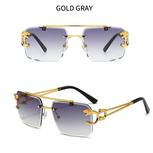 Newest Gradient Sunglasses Fashion Wood and Metal Frameless