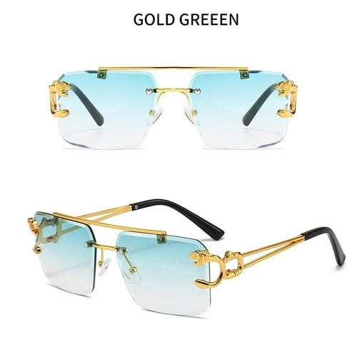 Newest Gradient Sunglasses Fashion Wood and Metal Frameless