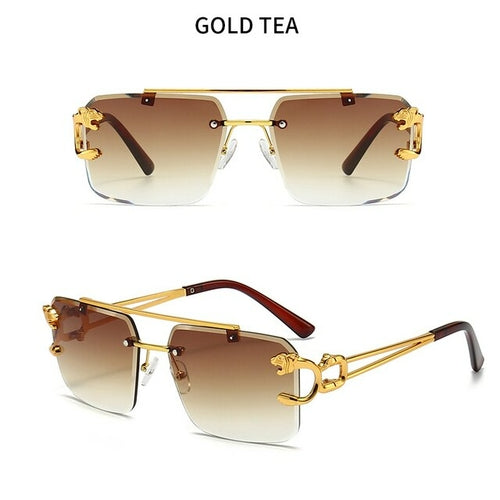 Newest Gradient Sunglasses Fashion Wood and Metal Frameless