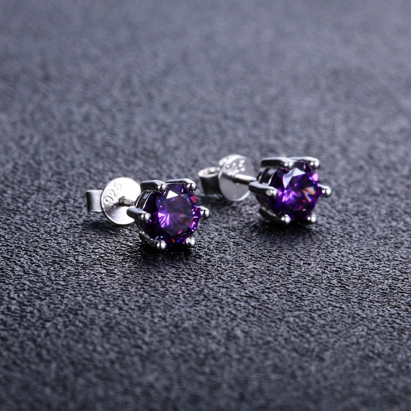 Simple Style Amethyst Stud Earrings
