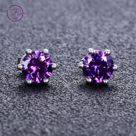 Simple Style Amethyst Stud Earrings