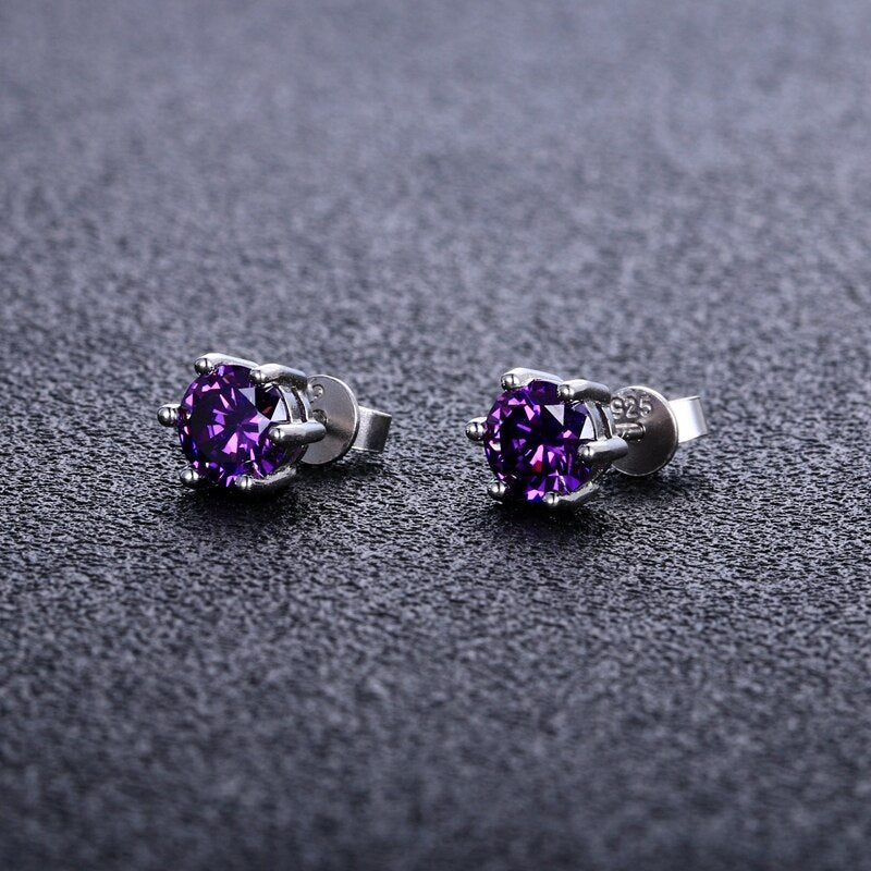 Simple Style Amethyst Stud Earrings
