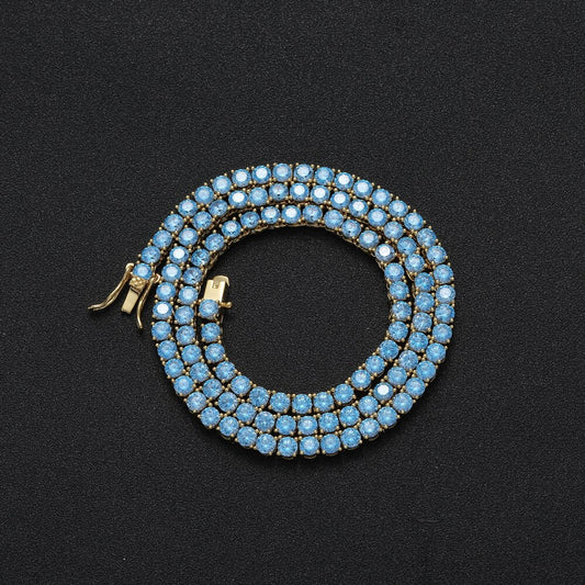 4MM TENNIS CHAIN Rich Aqua Blue COPPER