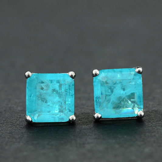 Vintage 100% 925 Silver Paraiba Tourmaline Gemstone Birthstone Ear