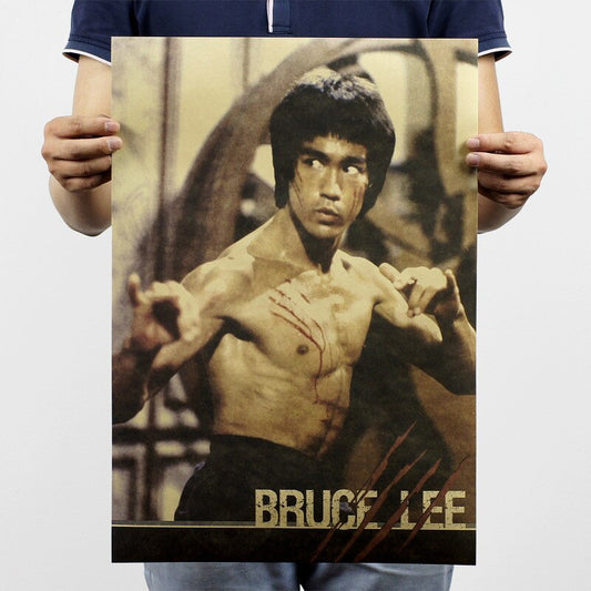 Vintage Bruce Lee Portrait Movie Poster Wall Art Posters Home Cafe