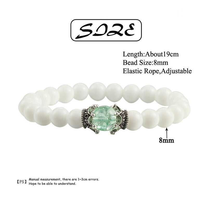 White Natural Stone Crown Bracelet