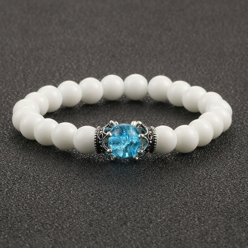 White Natural Stone Crown Bracelet