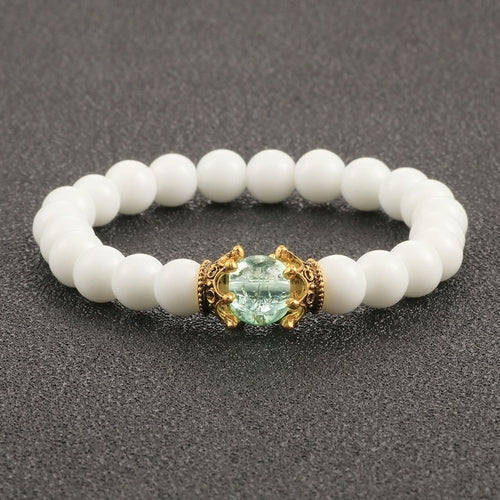 White Natural Stone Crown Bracelet
