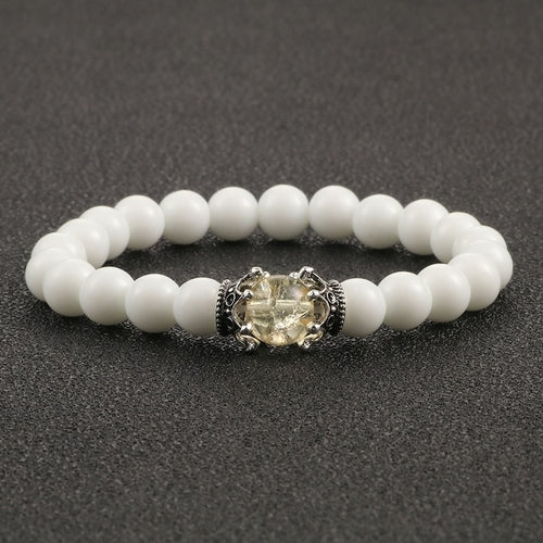 White Natural Stone Crown Bracelet