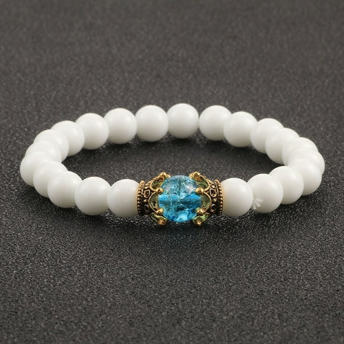 White Natural Stone Crown Bracelet