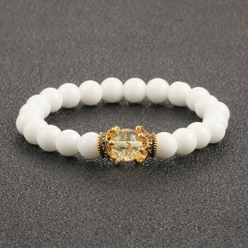 White Natural Stone Crown Bracelet