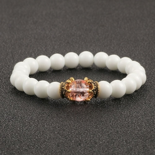 White Natural Stone Crown Bracelet