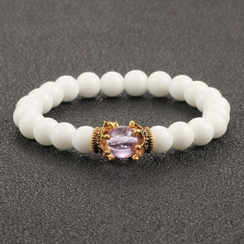 White Natural Stone Crown Bracelet